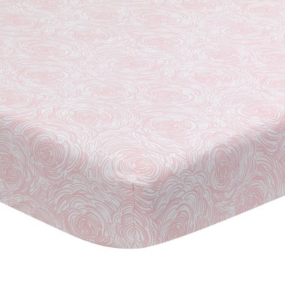 Lambs & Ivy Signature Pink/White Floral Bud Organic Cotton Fitted Crib Sheet