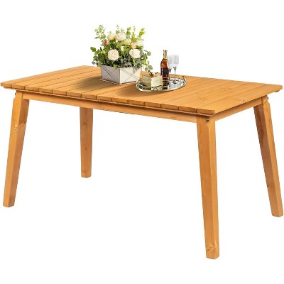 VINGLI Rectangular Outdoor Dining Table 55 Inch Solid Cedar Wood Patio Table for 4-6 People, Waterproof Garden Table for Yard, Deck, Poolside