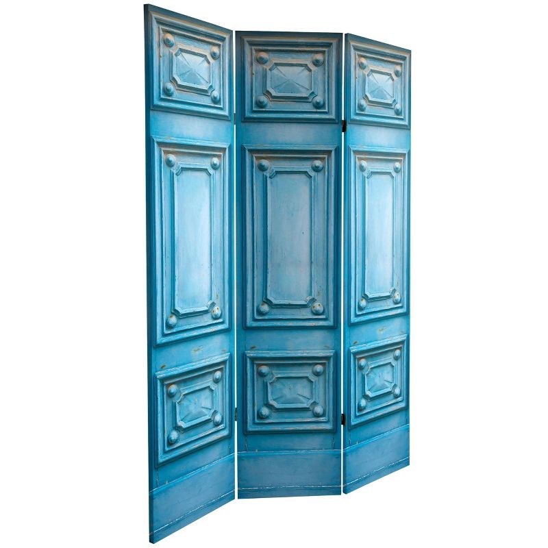6&#34; Double Sided Fancy Door Panel Canvas Room Divider Blue - Oriental Furniture, 5 of 10