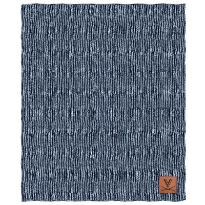 NCAA Virginia Cavaliers Two- Tone Sweater Knit Throw Blanket with Faux Leather Logo Patch