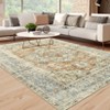 8'x10' Washable Floral Medallion Living Room Rugs, Distressed Print Retro Accent Bedroom Carpet, Large Low Pile Dining Room Rugs, Orange - 4 of 4