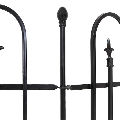 Strasbourg Black Steel Decorative Garden Fence Panels with Posts - 6' Set