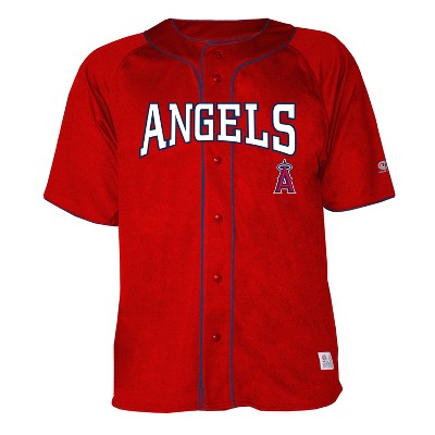 Mlb Los Angeles Angels Men's Button-down Jersey : Target