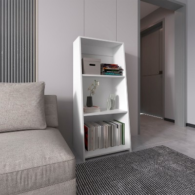 VYNXARIA 47" White Bookcase with 3 Shelves - Compact Storage Solution