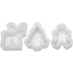 JDICTION 3D Christmas Molds (Tree+Elk+Man) - Silicone Deer Soap/Candle Molds, Gingerbread Man Molds for Bath Bombs, Chocolate & Cake Decor - 1 of 4