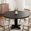 Homhougo Round Dining Table for 4, 47 Inch Farmhouse Kitchen Table with Wood Tabletop and Stable Base, Circle Dinning Room Table Black - 3 of 4