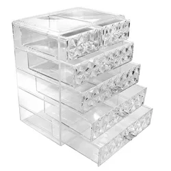 Sorbus Cosmetic Makeup and Jewelry Storage Case Display (4 Large/2 Small Drawers) - Diamond Pattern