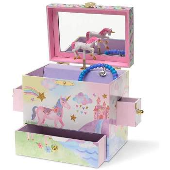 Jewelkeeper Musical Jewelry Box 3 Drawers - Multicolored Unicorn Design