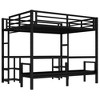 JUJABU Queen over Twin XL Metal Bunk Bed with Desk, Shelves and USB, Multiple Uses Folds into Sofa, Black - 2 of 4
