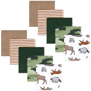 Hudson Baby Infant Boy Flannel Cotton Washcloths, Animal Adventure 10 Pack, One Size - 1 of 4