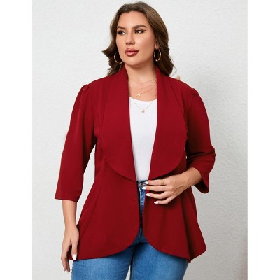 Women's Plus Size Cardigan 3/4 Sleeve Open Front Blazer for Women