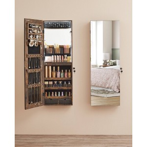 Jewelry Cabinet Beige Songmics Standing Mirror Armoire Large Storage Mdf Frame Metal Hardware Target
