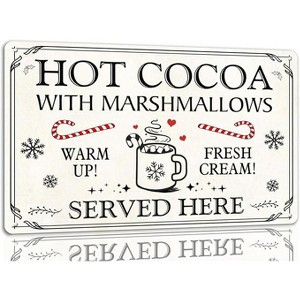 Lomsoe Hot Cocoa With Marshmallows Served Here Tin Sign Funny Christmas Metal Signs Retro Santa Sign Christmas Wall Art Decor 8x12 Inch - 1 of 1
