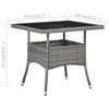 vidaXL Outdoor Dining Table Garden Porch Patio Table with Glass Top PE Rattan - 4 of 4