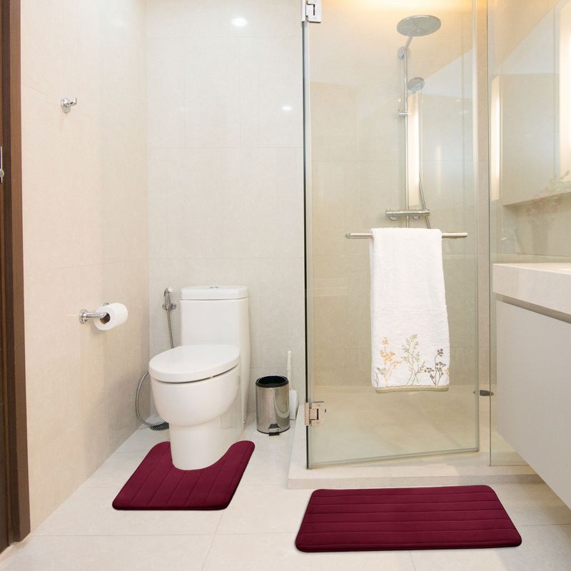 PiccoCasa Memory Foam Bathroom Rugs Non-Slip and U-shaped Toilet Mat 2 Pcs, 3 of 5