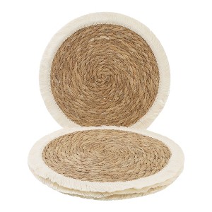 REGALWOVEN Farmhouse Placemats Set of 4 Woven Placemats for Dining Table Decor Indoor Kitchen Table Mat with Tassel - 1 of 4