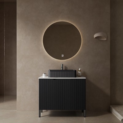 30" Bathroom Floor Cabinet,Modern Bathroom Vanity With White Ceramic Basin,2 Doors,Freestanding Bathroom Storage Cabinet-Cuddlewood