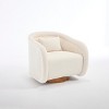 TOAOTBNBO 360 Degree Swivel Barrel Chair Upholstered Arm Chair with Plush Teddy Fabric, Cozy Pumpkin-Shaped Accent Chair for Offices, White - 2 of 4