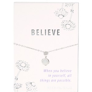 Pavilion Gift Company - Believe White Whisper Opal - 16.5"-18.5" Rhodium Plated Inspirational Necklace - Necklaces - 1 of 4