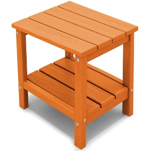 Hyleory Double-Tier Patio Adirondack Side Table, Outdoor HDPE Square End Table - 1 of 4