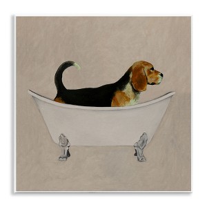 Stupell Industries Beagle In Tub Bathroom Pet, 12" x 12" - 1 of 4