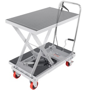 VEVOR Hydraulic Lift Table Cart, 500lbs Capacity 28.5" Lifting Height, Manual Single Scissor Lift Table with 4 Wheels and Non-slip Pad, Scissor Cart - 1 of 4
