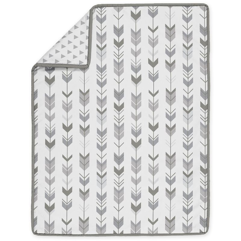 Sweet Jojo Designs Boy or Girl Gender Neutral Unisex Baby Crib Bedding Set - Mod Arrow Grey and White 4pc, 4 of 8