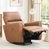 Power Recliner Chair Swivel Rockery Glider PU Leather Upholstered Glider Recliner Nursery Chair with USB Port and Lumbar Support for Living Room - 2 of 4