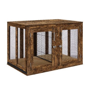 unipaws Wooden Dog Crate with Cushion & Tray - 1 of 4