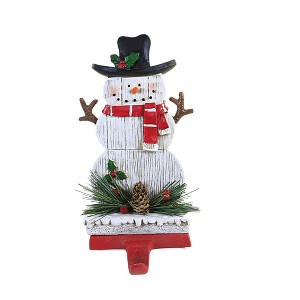 Christmas 7.5 Inch Snowman Plank Stocking Holder Stocking Holder , Slats Wood-Look Planks (1PC) - 1 of 3