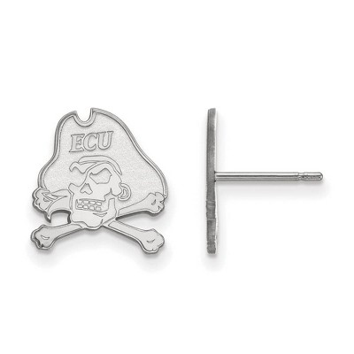 Black Bow Jewelry 14k White Gold East Carolina Pirates NCAA Post Earrings