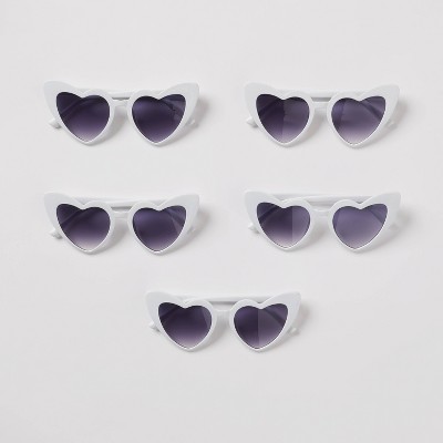 5ct Heart Shaped Sunglasses White - Bullseye's Playground™