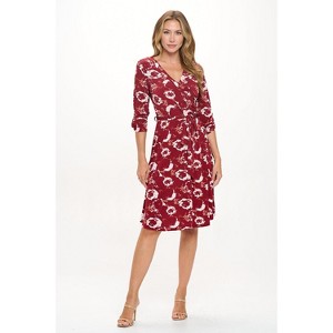 WEST K Women's Georgina Roll-tab Sleeve Faux-Wrap Mini Dress - 1 of 4