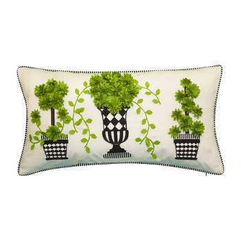 25" x 13" Dimensional Potted Topiary Decorative Patio Throw Pillow - Edie@Home