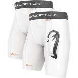 Shock Doctor Adult Core Compression Shorts 2-Pack with Bio-Flex Cup - White