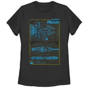 Women's Star Wars The Force Awakens Millennium Falconprint T-Shirt - 1 of 3