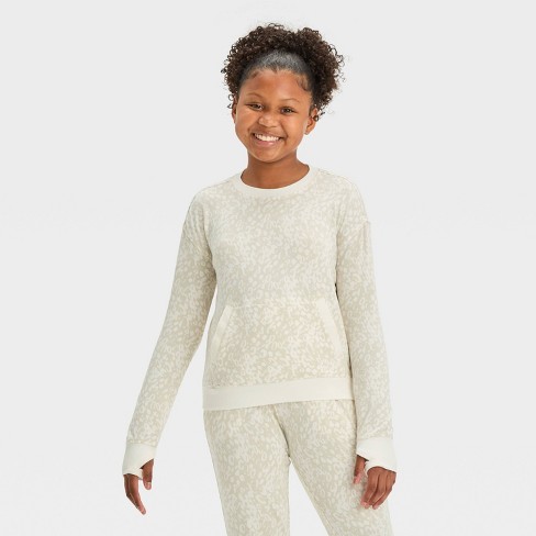 Girls Cozy Soft Crewneck Sweatshirt All In Motion Cream Xl Target