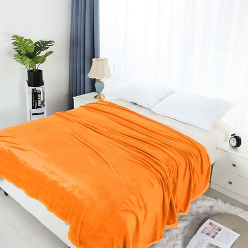 Piccocasa Flannel Fleece Soft Luxury Bed Blankets 1 Pc Orange King