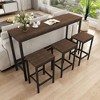 KWPZQEB Long Bar Table Set with 3 Stools, Modern Design Kitchen Dining Table, Industrial Tall Coffee Table and Stools for Party Room, Small Space, Pub - 2 of 4