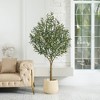 DR.Planzen 5-8FT Lush Artificial Olive Tree - UV Resistant Fake Plant with Black Fruits in 7x8" Black Pot for Indoor/Outdoor House & Floor Decor - 2 of 4