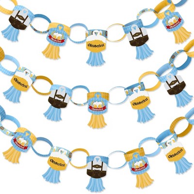 Big Dot of Happiness Oktoberfest - 90 Chain Links and 30 Paper Tassels Decoration Kit - Beer Festival Paper Chains Garland - 21 feet