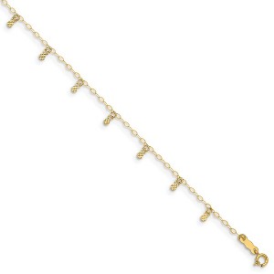 Black Bow Jewelry 14k Yellow Gold Oval Chain and Dangle Circle Charms Anklet, 9 Inch - 1 of 4