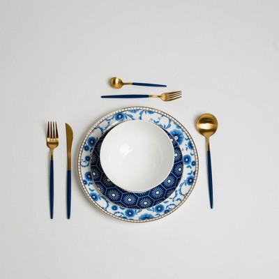 Ozarke Gem Blue white Plate Set - Multicolor