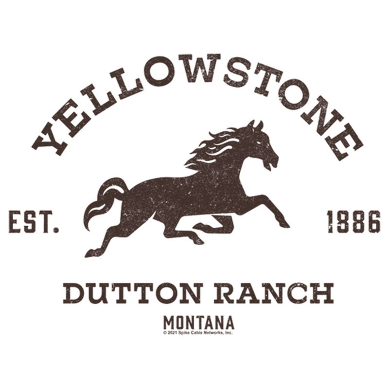 Juniors Womens Yellowstone Brown Horse Dutton Ranch Logo Est. 1886 T-Shirt, 2 of 5