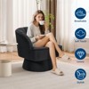 Modern Swivel Barrel Accent Chair, 360° Teddy/Velvet Fabric Upholstered Armchair with Striped Backrest & Plush Padding, Comfy Round Lounge Chair - 3 of 4