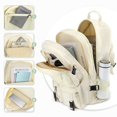 Unique Bargains Large Capacity Waterproof Fashion Style Laptop Backpack Beige — фото 2