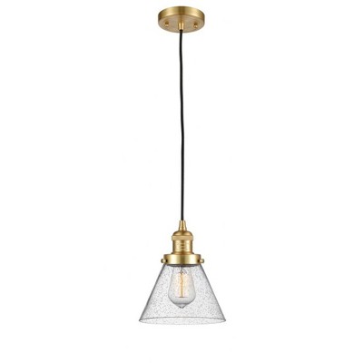 Cone - 1 Light Cord Hung Mini Pendant In Industrial Style-10 Inches Tall and 8 Inches Wide