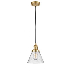 Cone - 1 Light Cord Hung Mini Pendant In Industrial Style-10 Inches Tall and 8 Inches Wide - 1 of 1