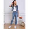 INSPIRE CHIC Women's Collarless Pockets 3/4 Sleeve Denim Jackets - 4 of 4
