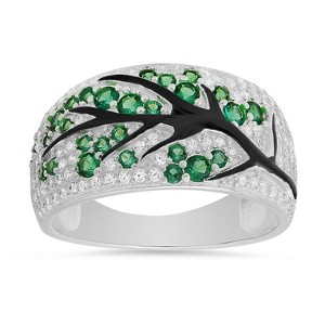 Sterling Silver Tree Of Life Statement CZ & Enamel Ring - 1 of 3